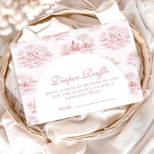 Elegant Pink Toile Diapper Raffle エンクロージャーカード