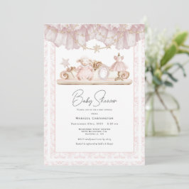Elegant Pink Toile Vintage Whimsical Baby Shower 招待状