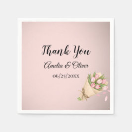 Elegant Pink Tulips Bouquet Wedding スタンダードカクテルナプキン