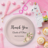 Elegant Pink Tulips Bouquet Wedding ペーパープレート (パーティー)