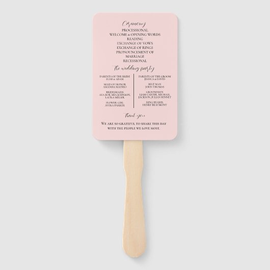 Elegant Pink Tulips Bouquet wedding program ハンドファン (裏面)