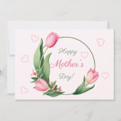 Elegant Pink Tulips Floral Happy Mother’s Day カード (正面)