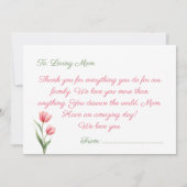 Elegant Pink Tulips Floral Happy Mother’s Day カード (裏面)