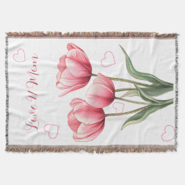 Elegant Pink Tulips Floral Mother's Day  スローブランケット