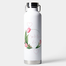 Elegant Pink Tulips Floral Wreath  ウォーターボトル