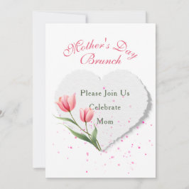 Elegant Pink Tulips & Paper Heart Invitation カード