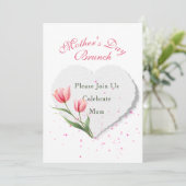 Elegant Pink Tulips & Paper Heart Invitation カード (スタンド正面)