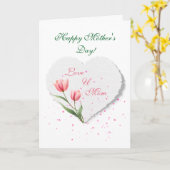 Elegant Pink Tulips & Paper Heart Mother's Day  カード (黄色い花)