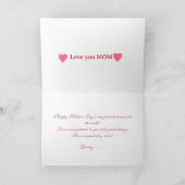 Elegant Pink Tulips Paper Heart Mother's Day  カード (内部)
