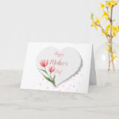 Elegant Pink Tulips Paper Heart Mother's Day  カード (黄色い花)