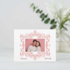 Elegant Pink Valentine's Day Card - Custom Photo ポストカード