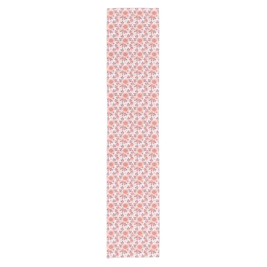 Elegant Pink Vintage Rose Flowers Table Runner ショートテーブルランナー (正面)