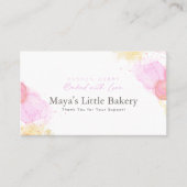 Elegant Pink Watercolor Bakery Loyalty Rewards 名刺 (正面)