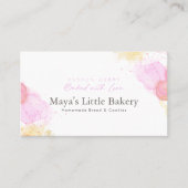 Elegant Pink Watercolor Bakery Pastry Chef 名刺 (正面)