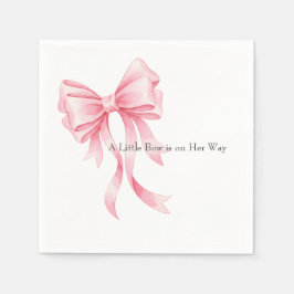 Elegant Pink Watercolor Bow Baby Shower スタンダードカクテルナプキン