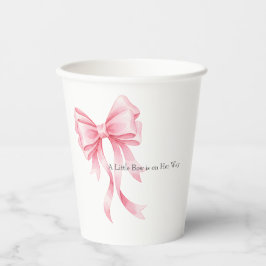 Elegant Pink Watercolor Bow Baby Shower 紙コップ