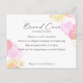 Elegant Pink Watercolor Bread Care Instructions サンキューカード (正面)