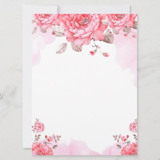 Elegant Pink Watercolor Bridal Shower Invitation (裏面)