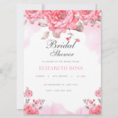 Elegant Pink Watercolor Bridal Shower Invitation (正面)