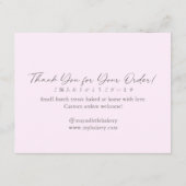 Elegant Pink Watercolor Cake Care Instructions サンキューカード (裏面)