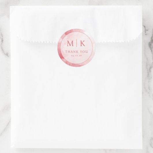 Elegant Pink Watercolor Circle ラウンドシール (バッグ)