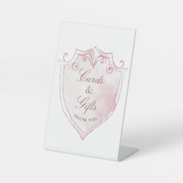 Elegant Pink Watercolor Crest Cards & Gifts 台座サイン