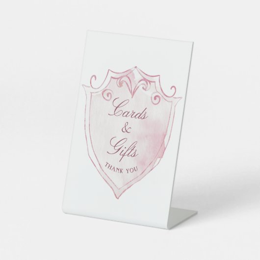 Elegant Pink Watercolor Crest Cards & Gifts 台座サイン (正面)