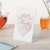Elegant Pink Watercolor Crest Favors 台座サイン (インサイチュ)
