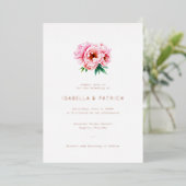 Elegant Pink Watercolor Floral 箔招待状 (立ち正面)