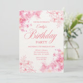 Elegant Pink Watercolor Floral Birthday Party 招待状 (スタンド正面)