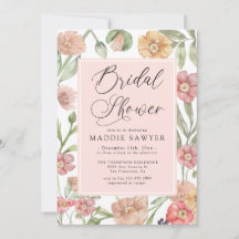 Elegant Pink Watercolor Floral Bridal Shower