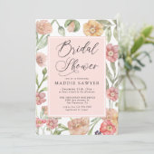 Elegant Pink Watercolor Floral Bridal Shower 招待状 (スタンド正面)