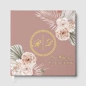 Elegant Pink Watercolor Floral Monogram Wedding ゲストブック (正面)