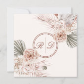 Elegant Pink Watercolor Floral Monogram Wedding サンキューカード (正面)