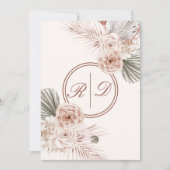 Elegant Pink Watercolor Floral Monogram Wedding セーブザデート (正面)