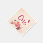 Elegant Pink Watercolor Floral One 1st Birthday  スタンダードカクテルナプキン (角)