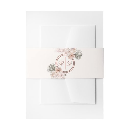 Elegant Pink Watercolor Floral Wedding 招待状ベリーバンド (正面例)