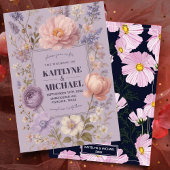 Elegant Pink Watercolor Floral Wedding Invitation  招待状