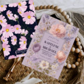 Elegant Pink Watercolor Floral Wedding Invitation  招待状