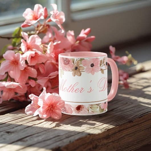 Elegant Pink Watercolor Flower Coffee Mug マグカップ