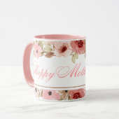 Elegant Pink Watercolor Flower Coffee Mug マグカップ (正面左)