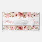 Elegant Pink Watercolor Flower Desk Mat デスクマット (キーボード&マウス)