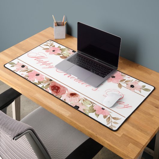 Elegant Pink Watercolor Flower Desk Mat デスクマット