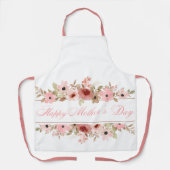 Elegant Pink Watercolor Flower Kitchen Apron エプロン (正面)