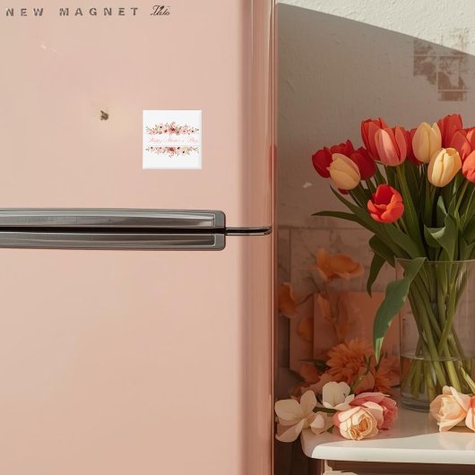Elegant Pink Watercolor Flower Refrigerator Magnet マグネット