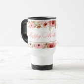 Elegant Pink Watercolor Flower Travel Mug トラベルマグ (正面左)