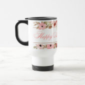 Elegant Pink Watercolor Flower Travel Mug トラベルマグ (左)