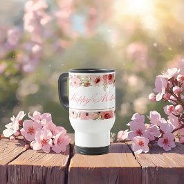 Elegant Pink Watercolor Flower Travel Mug トラベルマグ