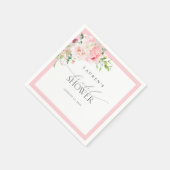 Elegant Pink Watercolor Flowers Bridal Shower スタンダードカクテルナプキン (角)
