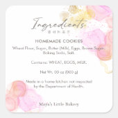 Elegant Pink Watercolor Ingredient Product スクエアシール (正面)